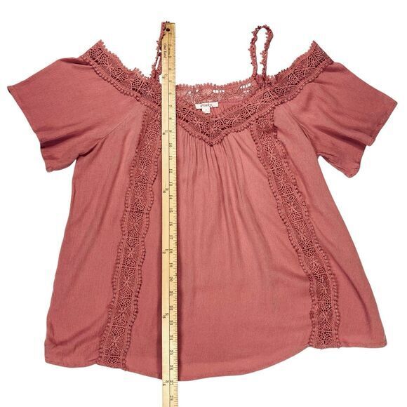 Pinky Blouse Women M Pink Lace Trim Feminine Romantic Bohemian Coastal Beach Top - Picture 12 of 15